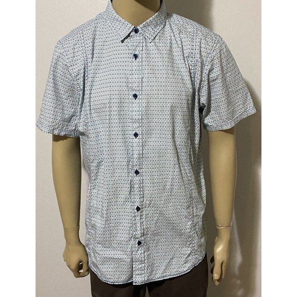 Prana Other - Prana Slim Fit XL Short Sleeve Button Front Men's Hiking Shirt White Teal Black
